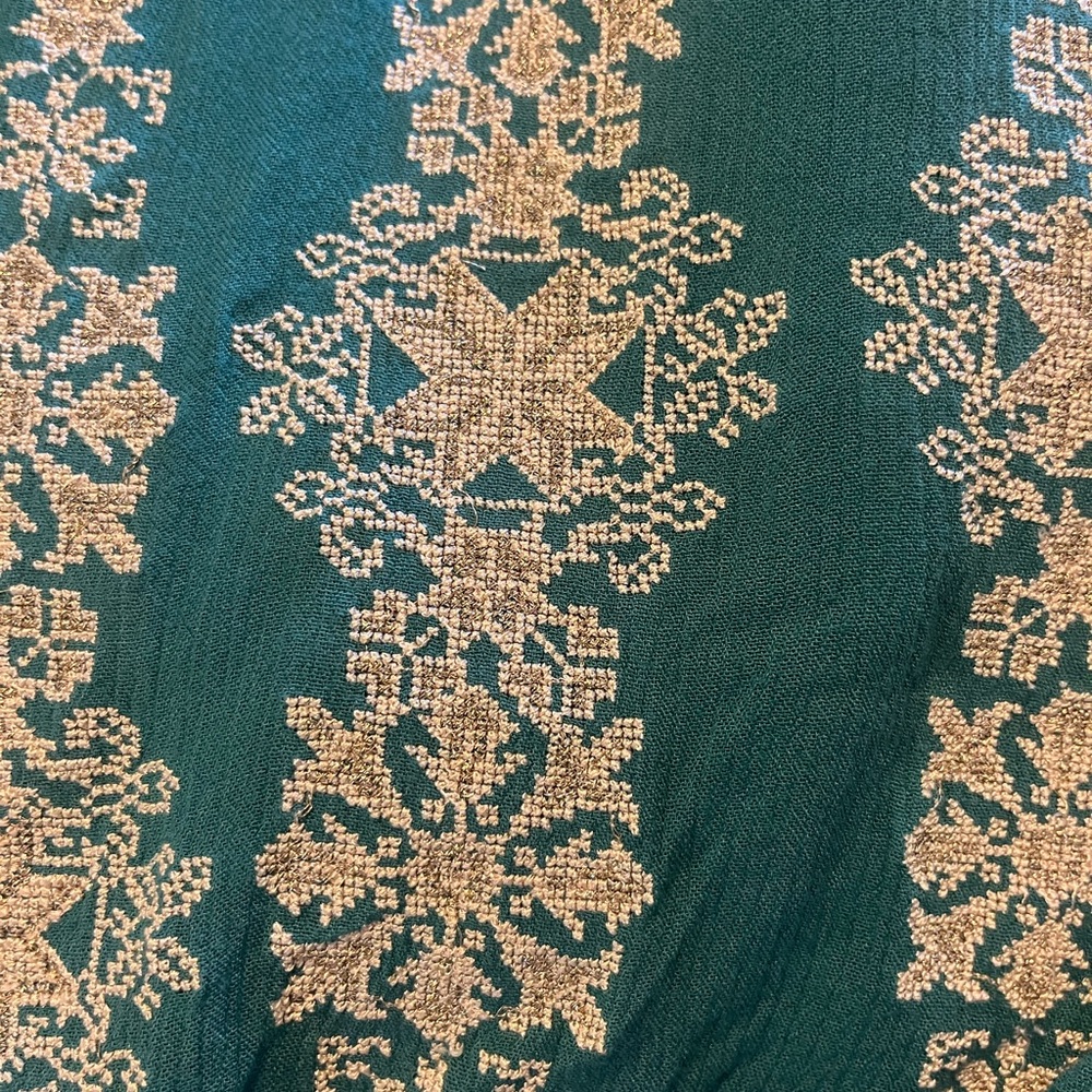 Sundance Teal Spice Route Embroidered Wide Leg Pants‎ Elastic Waist Size Large - Picture 5 of 5